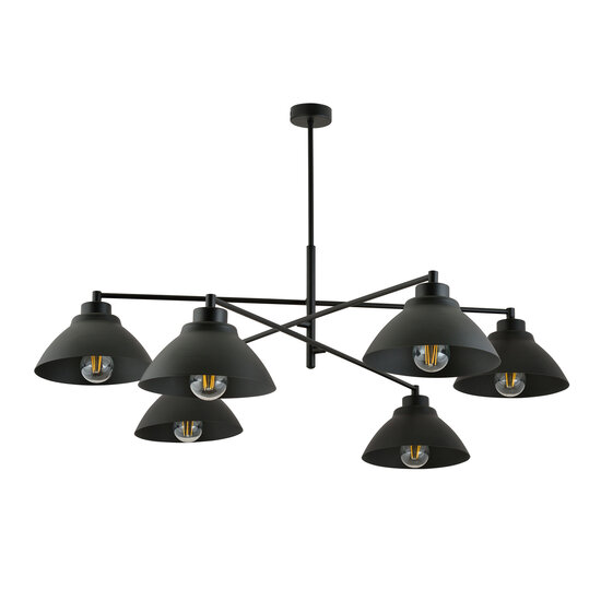 Emibig Emibig Lampe suspendue design noire avec 6 x abat-jours coniques E27 - Créez une ambiance chaleureuse dans votre espace