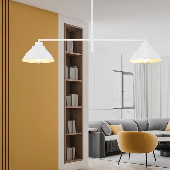 Emibig Emibig Elegante weiße Hängelampe mit 2 Lampenschirmen aus Metall E27 - Perfekt für jeden modernen Raum