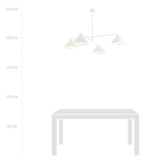 Emibig Emibig Stylish white pendant lamp with 4 white metal shades E27 - Perfect for any modern space
