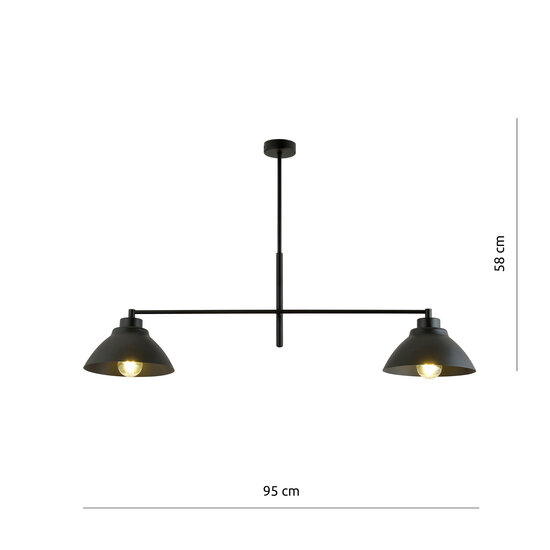 Emibig Emibig Elegante hanglamp met 2 zwarte kappen metaal E27 - Perfect voor een sfeervolle inrichting