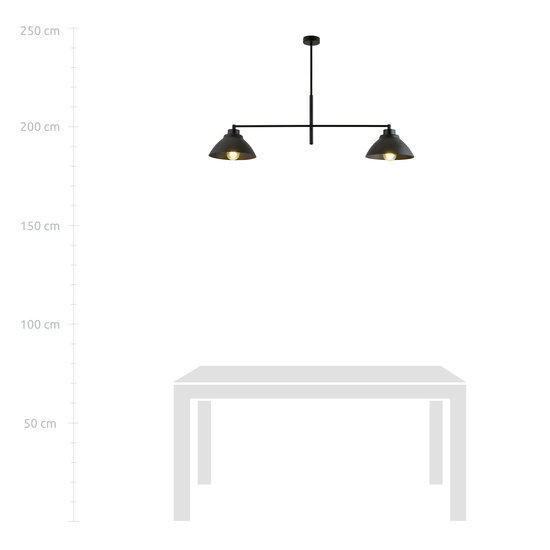 Emibig Emibig Elegant hanging lamp with 2 black shades metal E27 - Perfect for creating a cozy atmosphere