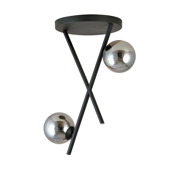 Emibig Emibig Black ceiling lamp with metal rods and 2 smoked glass balls E14 - Perfect for creating a stylish ambiance