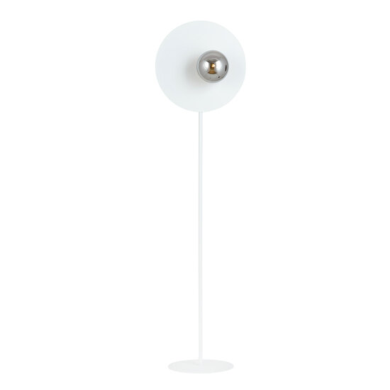 Emibig Emibig Witte vloerlamp afgewerkt met rookglas bol 14 cm E14 - Perfect voor sfeervolle verlichting in uw woonkamer