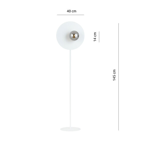 Emibig Emibig Lampe sur pied blanche avec ampoule en verre fumé 14 cm E14 - Idéale pour créer une atmosphère chaleureuse dans votre salon