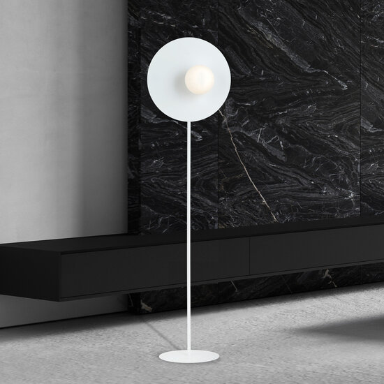 Emibig Emibig Lampe debout blanche avec boule en verre dépoli de 14 cm E14 - Créez une ambiance chaleureuse dans votre espace