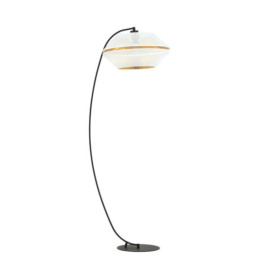 Emibig Emibig Lámpara de pie arco negra perforada excepcional E27 blanca y dorada - Ideal para interiores elegantes