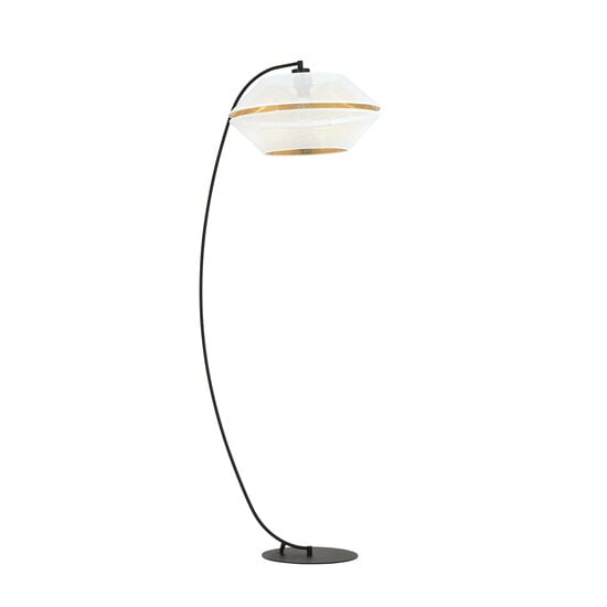 Emibig Emibig Uitzonderlijke geperforeerde zwarte booglamp vloerlamp E27 wit en goud - Perfect voor een stijlvolle inrichting