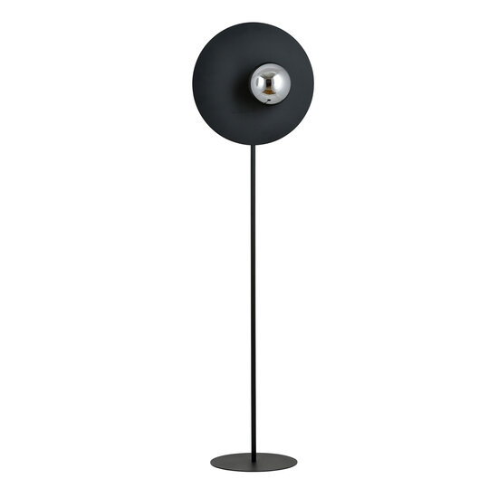 Emibig Emibig Lámpara de pie negra con bombilla de vidrio ahumado 14 cm E14 - Ideal para crear un ambiente acogedor