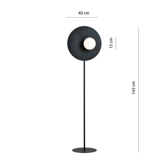 Emibig Emibig Black standing lamp finished with milk glass ball of 14 cm E14 - Perfect for creating a cozy atmosphere in any room