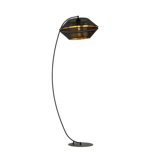 Emibig Emibig Hermosa lámpara de arco negra con agujeros lámpara de pie E27 negra y dorada - Ideal para una decoración elegante