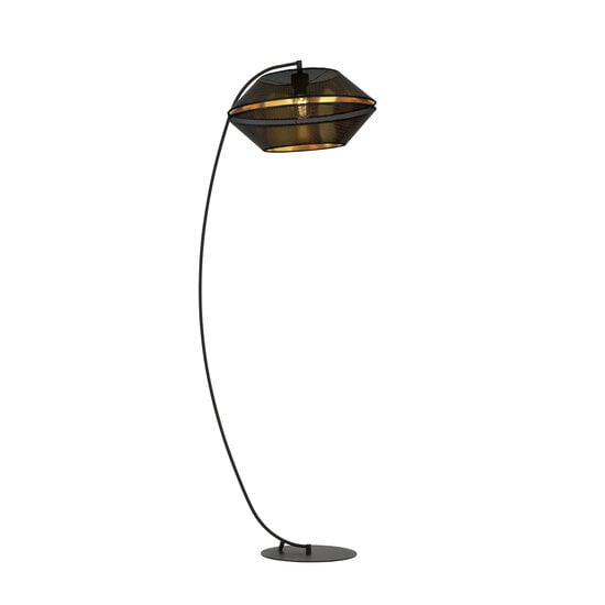 Emibig Emibig Mooie zwarte booglamp met gaatjes vloerlamp E27 zwart en goud - Perfect voor een stijlvolle inrichting