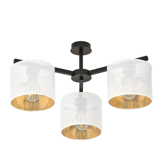 Emibig Emibig Gentofte lampe de plafond noire et blanche avec 3 abat-jours en métal E27 - Éclairage élégant pour chaque pièce