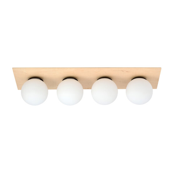 Emibig Emibig Slagelse lámpara de techo escandinava larga de 4 luces en latón dorado con bolas de vidrio opal E14 - Crea un ambiente acogedor en tu hogar