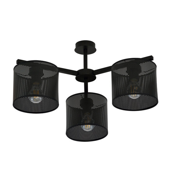 Emibig Emibig Lampe de plafond noire Gentofte avec 3 abat-jours en métal E27 - Éclairage idéal pour tous les espaces