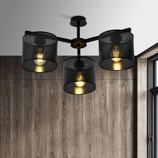 Emibig Emibig Gentofte black ceiling lamp with 3 metal shades E27 - Ideal lighting for any space
