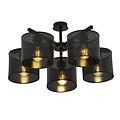 Emibig Emibig Gentofte grote plafondlamp zwart met 5 metalen kappen E27 - Perfecte verlichting voor elke ruimte