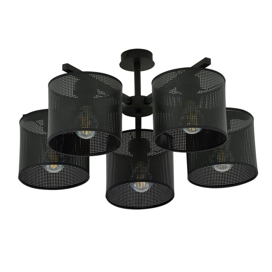 Emibig Emibig Gentofte large ceiling lamp black with 5 metal shades E27 - Ideal lighting for your living space