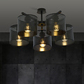 Emibig Emibig Gentofte grande lampe de plafond noire avec 5 abat-jours en métal E27 - Éclairage idéal pour votre espace de vie