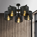 Emibig Emibig Gentofte grote plafondlamp zwart met 5 metalen kappen E27 - Perfecte verlichting voor elke ruimte