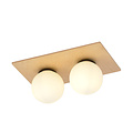 Emibig Emibig Slagelse double Scandinavian ceiling lamp gold brass with opal glass balls E14 - Perfect for creating a cozy atmosphere