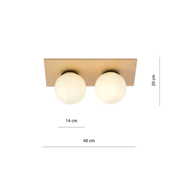 Emibig Emibig Lámpara de techo escandinava doble Slagelse en latón dorado con bolas de vidrio opal E14 - Perfecta para crear un ambiente acogedor