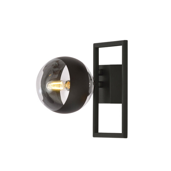 Emibig Emibig Roskilde pequeña lámpara de techo de diseño negro con bola de vidrio rayada E14 - Ideal para interiores elegantes