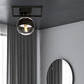 Emibig Emibig Roskilde pequeña lámpara de techo de diseño negro con bola de vidrio rayada E14 - Ideal para interiores elegantes