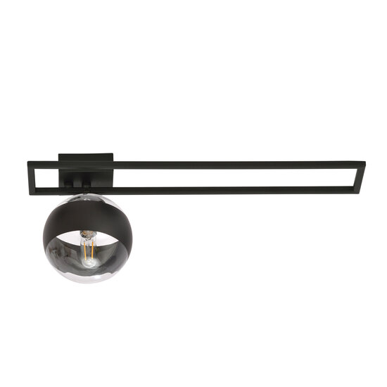Emibig Emibig Roskilde lange design plafondlamp zwart met gestreept glas bol E14 - Perfecte verlichting voor elke ruimte
