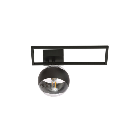 Emibig Emibig Roskilde plafondarmatuur zwart met gestreepte glazen bol E14 - Perfecte verlichting voor elke ruimte