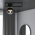 Emibig Emibig Roskilde plafondarmatuur zwart met gestreepte glazen bol E14 - Perfecte verlichting voor elke ruimte