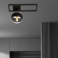 Emibig Emibig Roskilde plafondarmatuur zwart met gestreepte glazen bol E14 - Perfecte verlichting voor elke ruimte