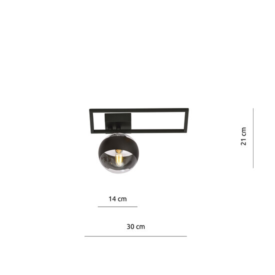 Emibig Emibig Roskilde plafondarmatuur zwart met gestreepte glazen bol E14 - Perfecte verlichting voor elke ruimte