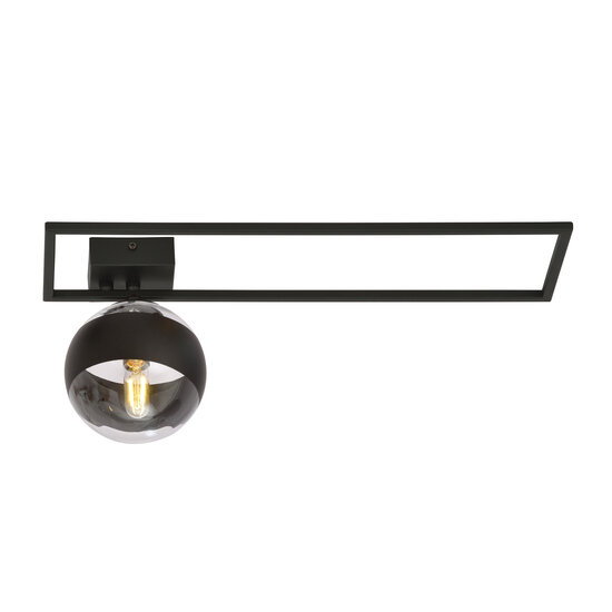 Emibig Emibig Roskilde grote design plafondlamp zwart met gestreept glas bol E14 - Perfect voor moderne interieurs