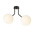 Emibig Emibig Kolding lámpara de techo negra con 2 bolas redondas de vidrio blanco para lámpara E14 - Ideal para añadir un toque moderno a cualquier habitación
