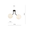 Emibig Emibig Kolding lámpara de techo negra con 2 bolas redondas de vidrio blanco para lámpara E14 - Ideal para añadir un toque moderno a cualquier habitación
