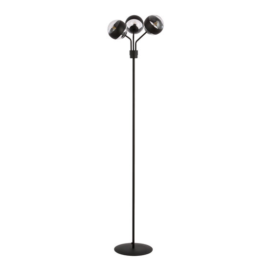 Emibig Emibig Kolding zwart gestreepte vloerlamp zwart met glazen bollen E14 - Perfect voor een stijlvolle sfeer in uw interieur
