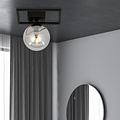 Emibig Emibig Kleine Design-Deckenleuchte Horsens in Schwarz mit weißer Rauchglaskugel E14 - Ideale Beleuchtung für moderne Innenräume