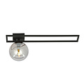 Emibig Emibig Horsens lange design plafondlamp zwart met gerookt glas bol E14 - Perfecte sfeerverlichting voor elk interieur