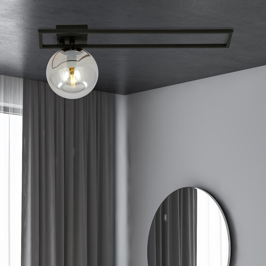 Emibig Emibig Horsens long design ceiling lamp black with smoked glass bulb E14 - Perfect ambient lighting for any interior