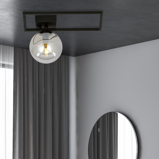 Emibig Emibig Horsens Deckenleuchte schwarz mit begaster Glaskugel E14 - Ideal für stilvolle Beleuchtung