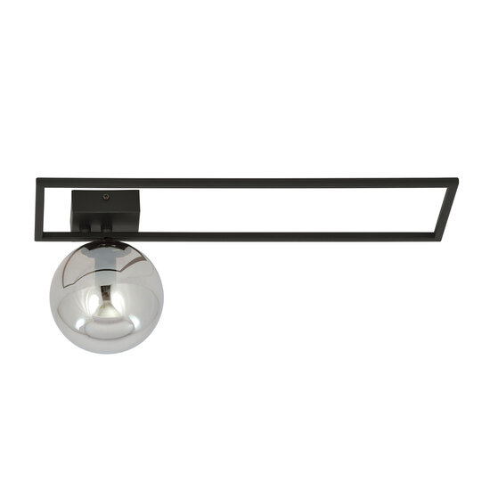 Emibig Emibig Lámpara de techo de diseño grande Horsens negra con bombilla de vidrio ahumado E14 - Ideal para crear una atmósfera elegante