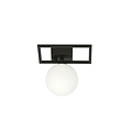 Emibig Emibig Herning kleine design plafondlamp zwart met witte opaal glas bol E14 - Perfect voor moderne interieurs
