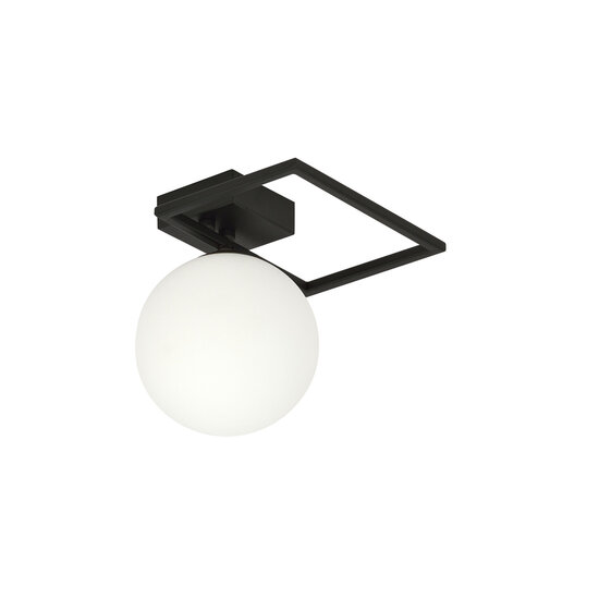Emibig Emibig Herning kleine design plafondlamp zwart met witte opaal glas bol E14 - Perfect voor moderne interieurs