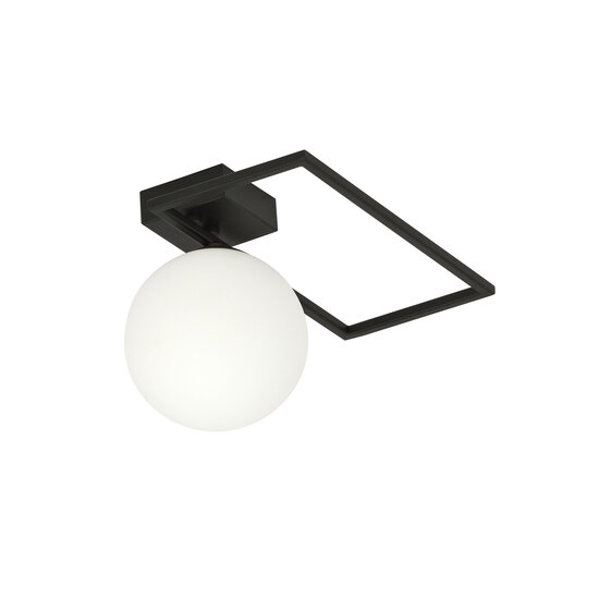 Emibig Emibig Lámpara de techo Herning negra con bola de vidrio blanco E14 - Iluminación ideal para interiores modernos