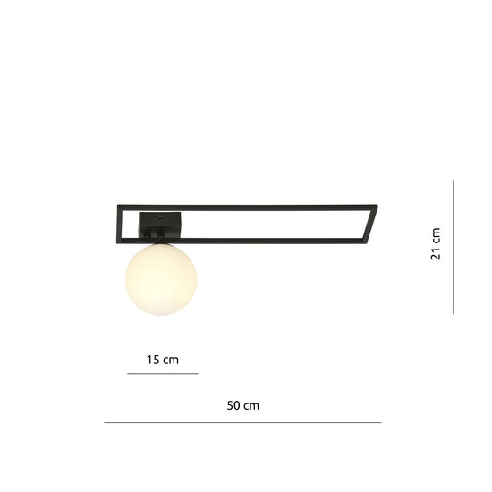 Emibig Emibig Herning grote design plafondlamp zwart met witte opaal glas bol E14 - Perfecte verlichting voor elke ruimte