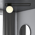 Emibig Emibig Herning lámpara de techo de diseño largo negra con bola de vidrio opal blanco E14 - Ideal para interiores modernos