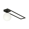 Emibig Emibig Herning long design plafonnier noir avec boule en verre opale blanche E14 - Idéal pour les intérieurs modernes