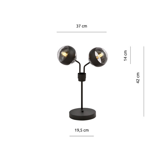Emibig Emibig Kolding lámpara de mesa a rayas negras con bolas de vidrio E14 - Iluminación perfecta para cualquier interior