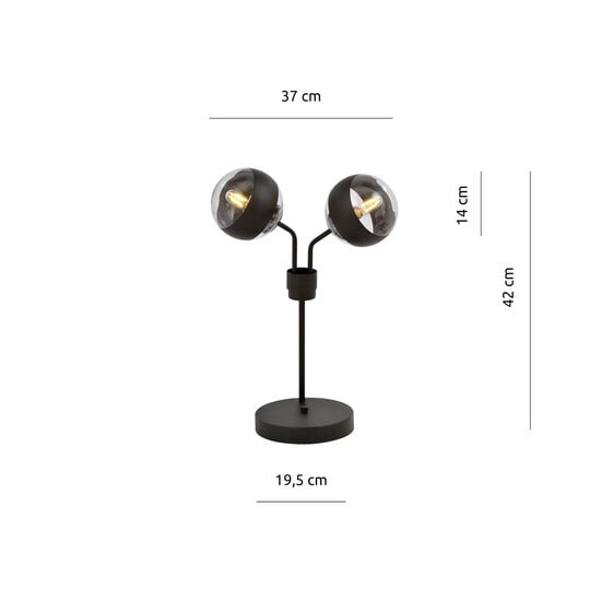 Emibig Emibig Kolding zwart gestreepte tafellamp zwart met glazen bollen E14 - Perfecte sfeerverlichting voor elk interieur