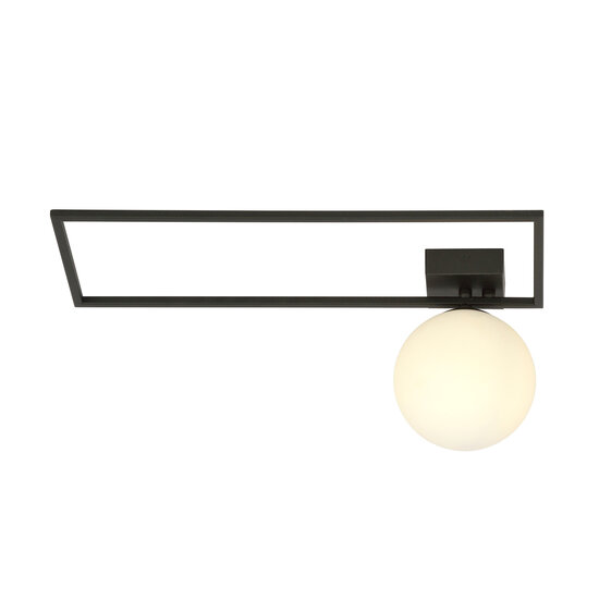 Emibig Emibig Lámpara de techo de diseño Herning negra con bola de vidrio opal blanco E14 - Ideal para interiores modernos